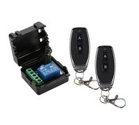 Tomvorks Smart Home 433Mhz DC 12V 1CH Commutateur à Distance sans Fil Relais Récepteur Émetteur Module de Commutateur de Télécommande Universel et 2 Télécommandes émetteur RF 1527 (Noir)
