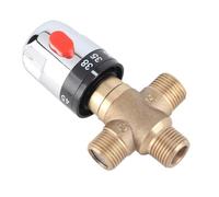 Tomvorks Soupape de Mélange Thermostatique, Facile à Installer, 15 Mm D'entrée D'eau Chaude et Froide, Réglée à 38 ° C, Empêcher L'échappement dans les Lieux Publics, pour la Salle de
