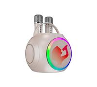 Tomvorks Système de karaoké Portable avec Deux Microphones, Haut-Parleur BT Rechargeable, Lumières LED Colorées, pour Les Séances de Chant Entre Amis et en Famille (Blanche)