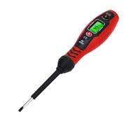 Tomvorks Testeur de Tension de Fil Neutre en Direct, Stylo D'arrêt Automatique avec Rétroéclairage LCD, Alarme de Lumière Sonore pour le Travail de L'électricien, (Tournevis plat rouge)
