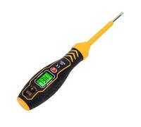 Tomvorks Testeur de Tension de Fil Neutre en Direct, Stylo D'arrêt Automatique avec Rétroéclairage LCD, Alarme de Lumière Sonore pour le Travail de L'électricien, (Tournevis plat jaune)