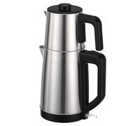 Tomvorks Théière électrique Turque avec Technologie D'ébullition Rapide et Design élégant pour Usage Domestique, Bouilloire Double en Acier Inoxydable, 2 Unités