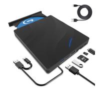 TOMVYTER Lecteur Blu-Ray Externe, 7 En1Portable USB 3.0 Type-C Lecteur Blu Ray Externe Lecteur Blu Ray Graveur BD Lecteur CD DVD Drive Player, pour Windows 7/8/10/11 Slim Optical Bluray Drive Reader