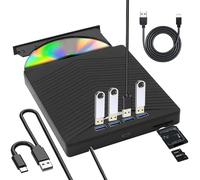 TOMVYTER Lecteur Graveur CD/DVD Externe Portable 4K avec USB 3.0 Type-C pour PC Windows 11 10 8 7