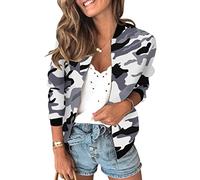 Tomwell Blouson Bomber Femme Mode Manteau Veste Femme Motard Blouson Outwear Zipper Court Fleur Imprimer Veste Chic Printemps Été Blouson Court A Camouflage L