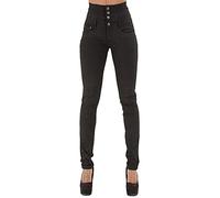Tomwell Femmes Taille Haute Skinny Denim Pantalon Collants Stretch Slim Fit Jeans Pantalons Crayon Pants Vintage Jeggings Noir M