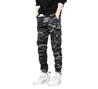 Tomwell Jogging Hommes Pantalon Cargo Homme Survêtement Slim Fit Pantalon de Sport Jogger Camouflage Workwear Mode Pantalon Travail de Loisirs Casual Workout avec Poches E Gris XS