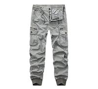 Tomwell Jogging Hommes Pantalon Cargo Survêtement Slim Fit de Sport Jogger Camouflage Mode de Travail Loisirs Casual Workout avec Poches Zippée E Gris Clair XS