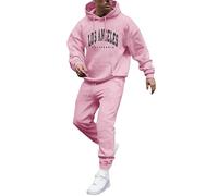Tomwell Jogging Survêtement Homme 2 Pièces Hiver Décontracté à Manches Longues Sweats à Capuche Imprimée et Pantalons Ensembles Casual Sportswear Homme Fitness Jogging A Rose S