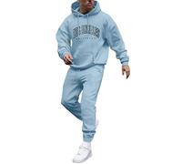 Tomwell Jogging Survêtement Homme 2 Pièces Hiver Décontracté à Manches Longues Sweats à Capuche Imprimée et Pantalons Ensembles Casual Sportswear Homme Fitness Jogging B Bleu Clair M
