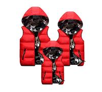 Tomwell Mère Père et Enfants Gilet Doudoune sans Manche Fermeture Zippé Capuche Amovible Manteau Veste Chaud d'hiver et Printemps Court Parka B Rouge M