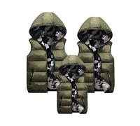 Tomwell Mère Père et Enfants Gilet Doudoune sans Manche Fermeture Zippé Capuche Amovible Manteau Veste Chaud d'hiver et Printemps Court Parka B Armée Verte S