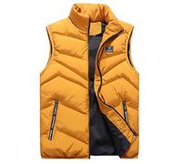 Tomwell Mère Père et Enfants Gilet Doudoune sans Manche Fermeture Zippé Capuche Amovible Manteau Veste Chaud d'hiver et Printemps Court Parka D Jaune XXL