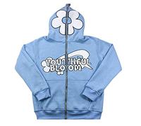 Tomwell Sweat à Capuche Y2k Veste pour Femme Zip Up Hoodies Gothique Motif étoiles Graphics Harajuku Unisex Vintage Sweat à Capuche Surdimensionné Imprimé pour Couple Top A1 Bleu M