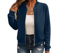 Tomwell Veste Femme Printemps Été Zippé Blouson Court Décontracté Manches Longues Manteau A Bleu Foncé XS