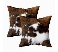 TOMWISH Lot de 2 housses de coussin décorative en coton, pour Noël, 61 x 61 cm, imprimé peau de vache
