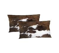 TOMWISH Lot de 2 housses de coussin décoratives douces en coton avec fermeture Éclair dissimulé, 30,5 x 50,8 cm, pour canapé, chambre à coucher, motif peau de vache