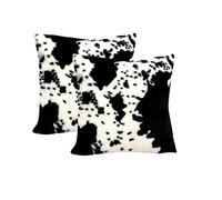 TOMWISH Lot de 2 housses de coussin décoratives en fausse fourrure, 50,8 x 50,8 cm, motif peau de vache blanc et noir