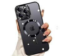 TOMWOODCREATION Coque pour iPhone, Luxe, Protection Caméra integrée, Souple, Ultra Transparente, Compatible avec magSafe, avec Charge Magnétique, Crystal Clear (Noir, 16 Pro)