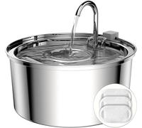 TOMXCUTE 4,0l Fontaine pour Chat en Acier Inoxydable, Fontaine a Eau Chats Et Petits Chiens, Design Col De Cygne, Passe Au Lave-Vaisselle, avec 1 Éponge Et 3 Filtres à Charbon