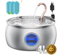 Tomxcute Fontaine à eau pour chat en acier inoxydable - 4,0 l - Design col de cygne en cuivre - Pour l'intérieur - Avec 3 filtres de rechange