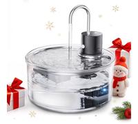 Tomxcute - Fontaine à Eau pour Chat - sans Fil - 3,2 l - en Verre - avec détecteur de Mouvement - 5000 mAh - Rechargeable - Fonctionne avec Piles - pour Chats, Chiens et Plusieurs Animaux domestiques