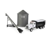 Tomy Big Farm Farm Grain Recesting Set et Peterbilt 367 Cramiau droit - Echelle 1:32 - Comprend des bacs a grains de grains et des jouets de la f