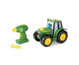 TOMY - Jeu de Construction Enfant,Je construis Mon Johnny de John Deere 46655, Jeu d'Assemblage, Jouet Éducatif, Premier Âge, Tournevis Électronique, Tracteur Bébé Vert et Jaune, dès 18 mois+