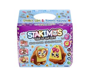 TOMY Stakimos Sporty Sam et Yummy Yasmin | Kit de bricolage pour enfants pour construire vos propres adorables personnages 3D à partir de mousse de polyester recy Pas de colle ou de découpe