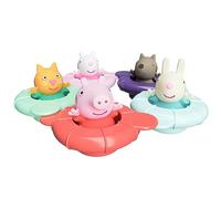Tomy Toomies Pool Party de Peppa - 5 bouées à Anneau Flottant avec 5 Figurines Peppa Pig et Ses Amis - Jouets sensoriels pour bébés de +18 Mois - Jouets de Bain et de pataugeoire pour bébés