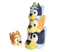 Tomy Toomies Tasses Gigognes Famille Bluey avec Chilli, Bandit, Bingo et Bluey - Tasses gigognes et empilables pour Le Bain - sous Licence Officielle Bluey - Jouets de Bain pour bébé pour +18 Mois