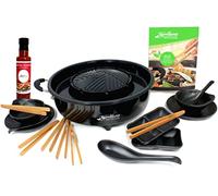 TomYang Hot Pot Électrique Professional Set incluant Livre de Cuisine pour Le Grill Thaï Original, Set de Vaisselle 10 pièces, Sauce BBQ Thaï, 6 Pinces à Griller, Barbecue Coréen, 2 in 1 Hotpot