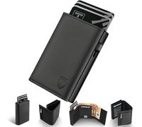 Tomylv Portefeuille Homme avec Blocage RFID, Magnétique 8-10 Porte Carte, Porte Carte Homme avec Poche à Monnaie Zippée, Porte Monnaie Compartiment à Billets et Fenêtre d'Identification - Noir