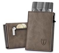 Tomylv Portefeuille Homme Blocage RFID Fermeture Magnétique Pop Up Cuir Porte Carte, Porte Carte Bancaire - 9 Cartes, Couche de Billets, Poche à Monnaie Zippée, Emballage de Boîte Cadeau - Marron
