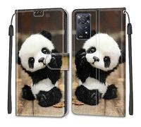 TOMYOU Coque pour Coque pour Xiaomi Redmi Note 11 Pro 5G Global/Note 12 Pro 4G, Fermeture Magnétique Pochette Protection Housse avec Fentes pour Cartes Étui Panda Roux