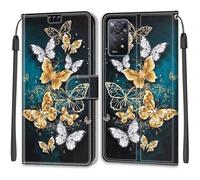 TOMYOU Coque pour Coque pour Xiaomi Redmi Note 11 Pro 5G Global/Note 12 Pro 4G, Fermeture Magnétique Pochette Protection Housse avec Fentes pour Cartes Étui Papillon doré