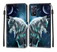 TOMYOU Coque pour Coque pour Xiaomi Redmi Note 11 Pro 5G Global/Note 12 Pro 4G, Fermeture Magnétique Pochette Protection Housse avec Fentes pour Cartes Étui Loup