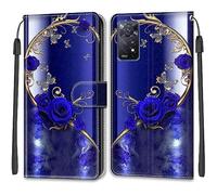 TOMYOU Coque pour Coque pour Xiaomi Redmi Note 11 Pro 5G Global/Note 12 Pro 4G, Fermeture Magnétique Pochette Protection Housse avec Fentes pour Cartes Étui Rose Bleue