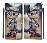 TOMYOU Coque pour Coque pour Xiaomi Redmi Note 11 Pro 5G Global/Note 12 Pro 4G, Fermeture Magnétique Pochette Protection Housse avec Fentes pour Cartes Étui Chat de Mode