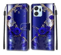 TOMYOU Coque pour Honor X7A / Play 7T, Fermeture Magnétique Pochette Protection Housse avec Fentes pour Cartes Étui Rose Bleue