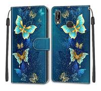TOMYOU Coque pour Huawei P20 Lite, Papillon Vert | Portefeuille, Fentes Cartes, Antichoc PU Housse, Protection Flip Case, Fonction Stand Cuir Etui
