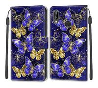 TOMYOU Coque pour Huawei P20 Lite, Six Papillons | Portefeuille, Fentes Cartes, Antichoc PU Housse, Protection Flip Case, Fonction Stand Cuir Etui