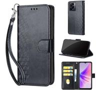 TOMYOU Coque pour Oppo A57 / A77 5G / A57S 4G, Cube Noir | Protection Anti-Choc Etui, Magnétique Cuir Portefeuille, Fentes Cartes,Flip Housse, Fonction Stand