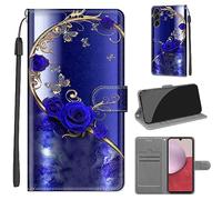 TOMYOU Coque pour Samsung Galaxy A14 4G / A14 5G, Fermeture Magnétique Pochette Protection Housse avec Fentes pour Cartes Étui Rose Bleue