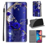 TOMYOU Coque pour Samsung Galaxy A20e / A10E, Fermeture Magnétique Pochette Protection Housse avec Fentes pour Cartes Étui Rose Bleue
