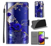 TOMYOU Coque pour Samsung Galaxy A52 4G / A52 5G / A52s 5G, Fermeture Magnétique Pochette Protection Housse avec Fentes pour Cartes Étui Rose Bleue