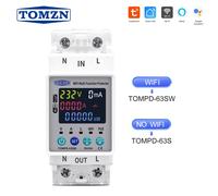 TOMZN 1P+N 63A 110V 220V Disjoncteur intelligent TUYA WIFI avec compteur kWh, minuterie et protection contre les surtensions, les surintensités et les fuites
