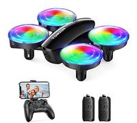 Tomzon A23W Mini Drone Enfant avec Caméra 1080P à LED Lumière Coloré pour Enfant et Débutant, 2 Batteries 15mins Autonomie, Maintien d'Altitude/Mode Sans Tête/3D Flip/Auto-Rotation/Vol-Circulaire Noir