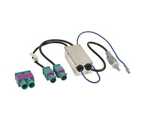 tomzz Audio 1503-006 Adaptateur d'antenne Double Fakra Diversity avec Alimentation fantôme Compatible avec Audi Seat Skoda VW Citroën Peugeot Opel sur DIN