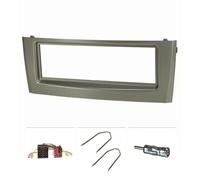tomzz Audio 2414-031 Cadre de Radio Compatible avec Fiat Grande Punto Type 199 année 2005-2009 Gris avec Adaptateur Radio ISO Adaptateur d'antenne ISO DIN Etrier de déverrouillage